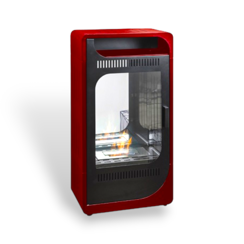 Poêle liquide au bioéthanol de 3 kw en acier avec finition bordeaux Fiammetta Statica