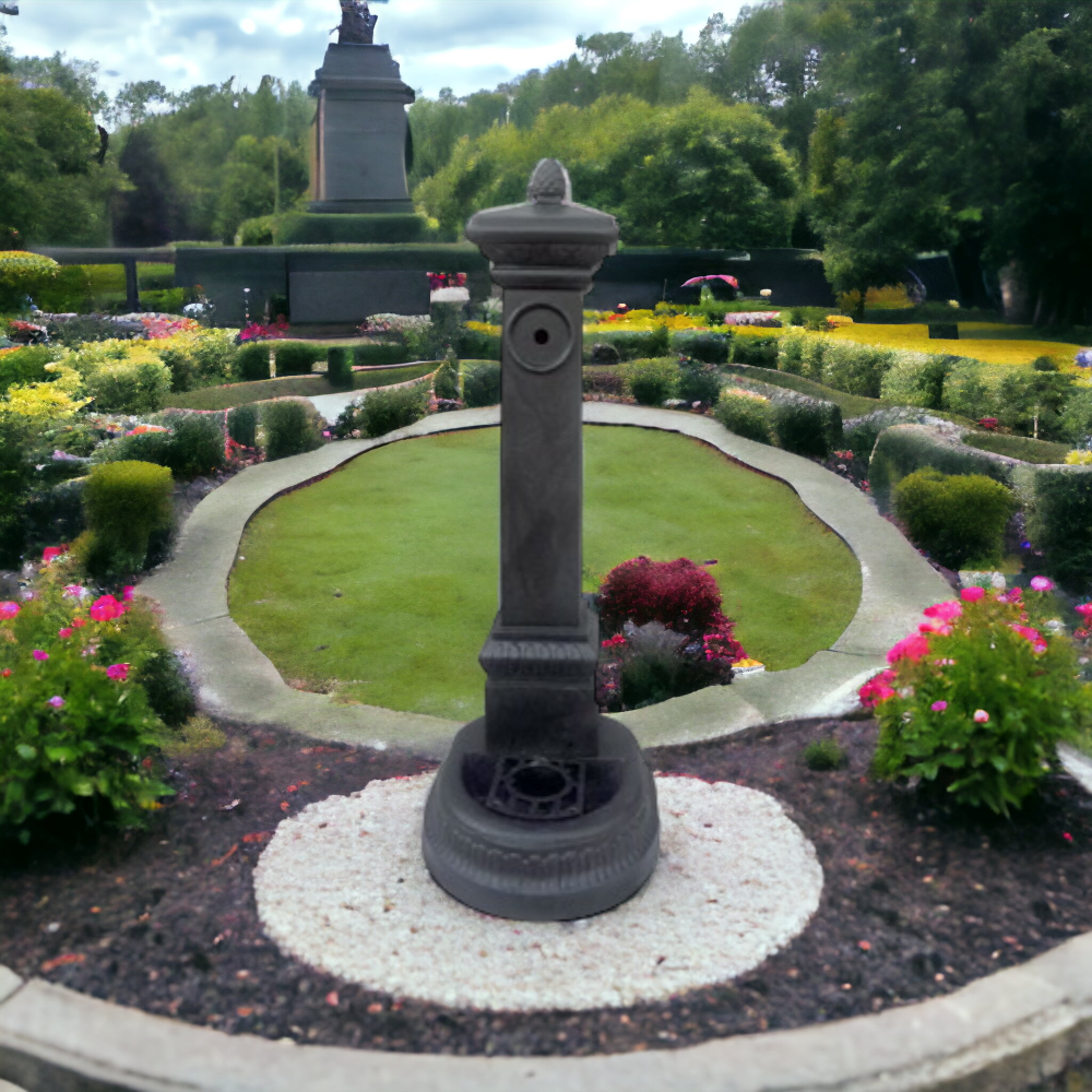 Fontaine colonne d'extérieur en fonte anthracite h100 cm Pan