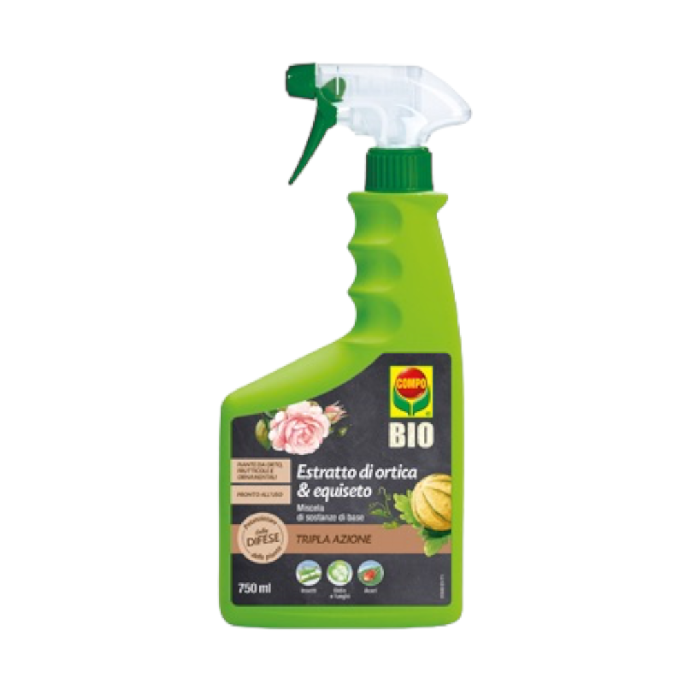 Spray insecticide 3en1 à base d'ortie et de prêle 750 ml contre les acariens et les champignons Compo Bio