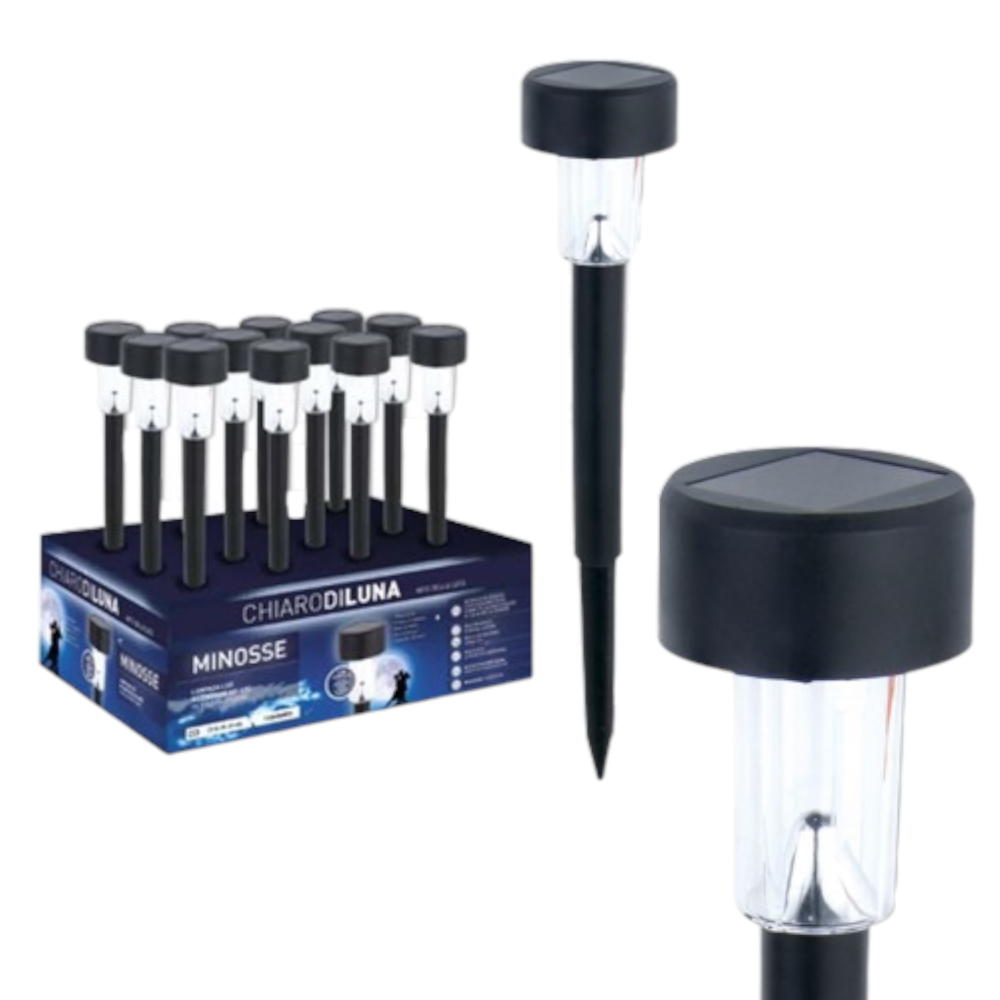 Lampe spot balise d'allée de jardin LED blanche avec capteur crépusculaire H36 cm Minosse