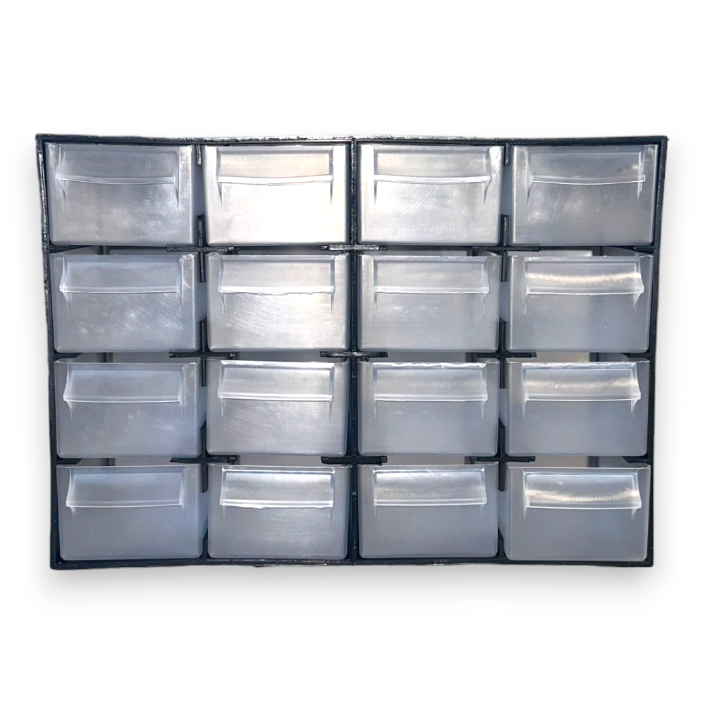 Commode rangement empilable pour petites pièces emboîtables avec 16 tiroirs 22x8,5xH15,6 cm