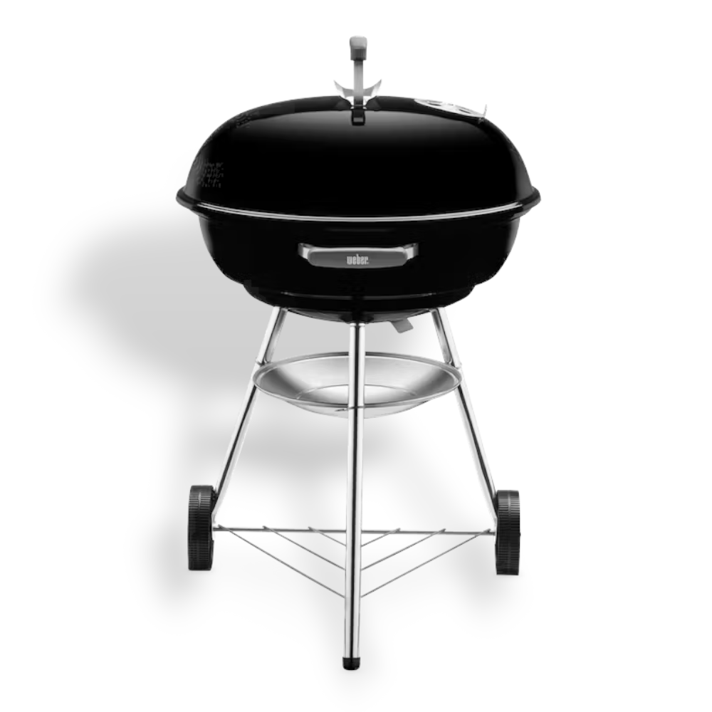 Barbecue à charbon rond avec roulettes et grille en acier chromé d'origine WEBER COMPACT KETTLE