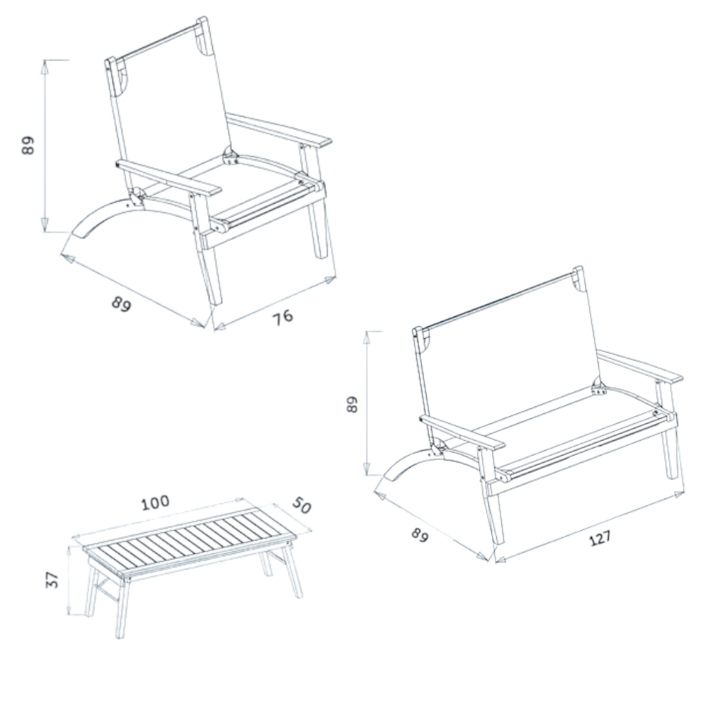 Salon de jardin extérieur en bois d'acacia avec assise en polyester Summer Fresh