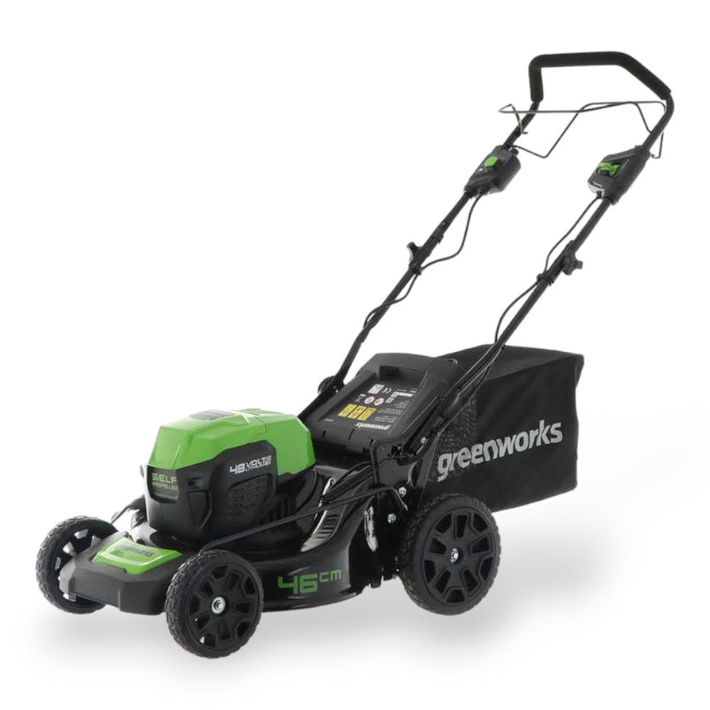Tondeuse à gazon sur batterie 48 V avec moteur sans balais et coupe 3 en 1 GREENWORKS G48LM46SP