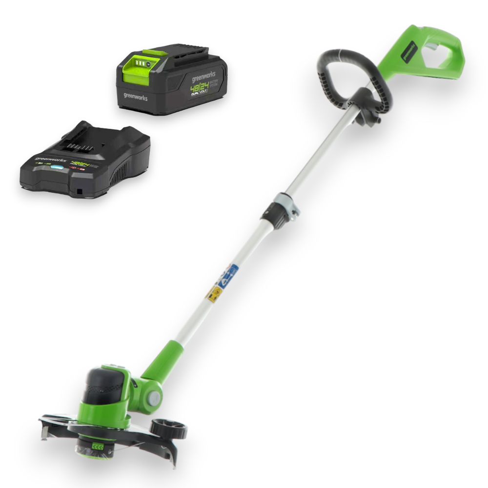Tondeuse sans fil 48V avec kit chargeur et batterie, tige télescopique et tête réglable GREENWORKS G48LT30