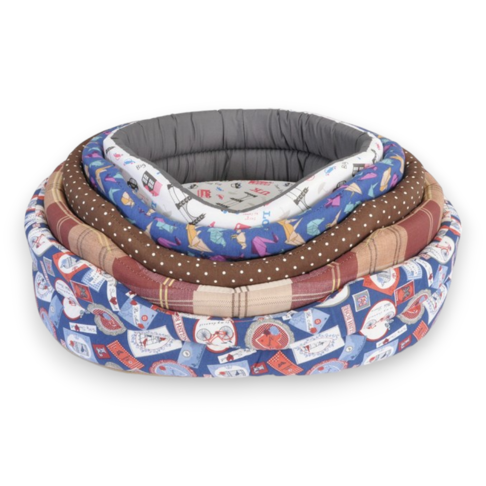 Lot de 5 lits moelleux avec coussin intérieur aux motifs différents pour chiens et chats CAMON