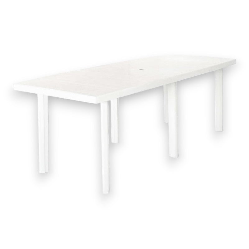 Table de jardin extérieur modulable Trio en résine blanche à 6 pieds 