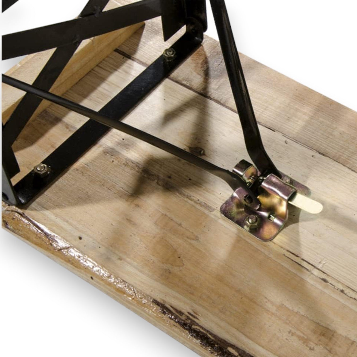 Ensemble brasserie table 200x80 cm avec bancs avec structure en fer et plateau en bois