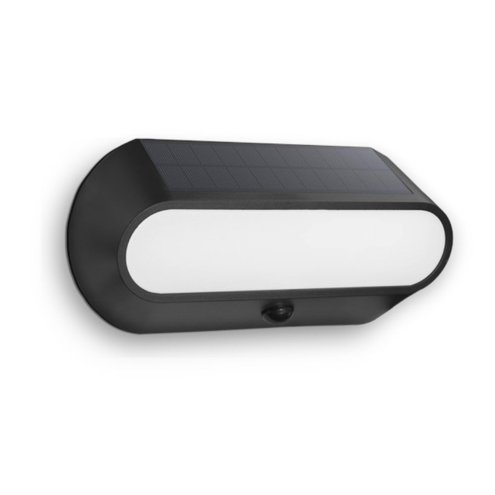 Faretto led da esterno 5W con sensore crepuscolare e di movimento con pannello solare monocristallino Century Aura