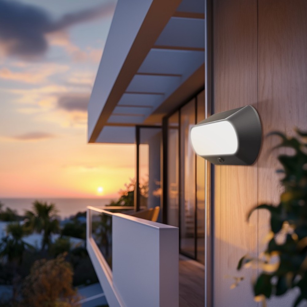 Faretto led da esterno 5W con sensore crepuscolare e di movimento con pannello solare monocristallino Century Aura