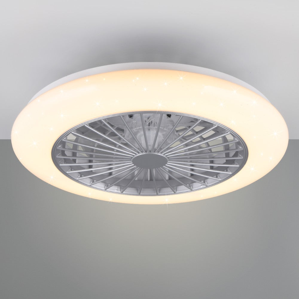 Plafonnier lustre LED effet étoilé 30W avec ventilateur air chaud et froid Stralsund Trio Light