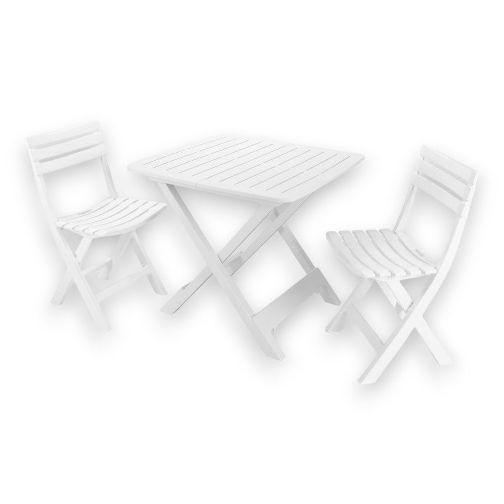 Ensemble complet de table de camping et 2 chaises pliantes en résine blanche résistante Camping 