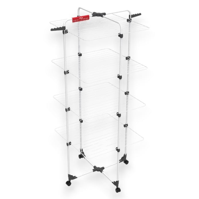 Étendoir à linge tour 4 étagères pliables en acier peu encombrant avec roulettes Vileda Modular 4