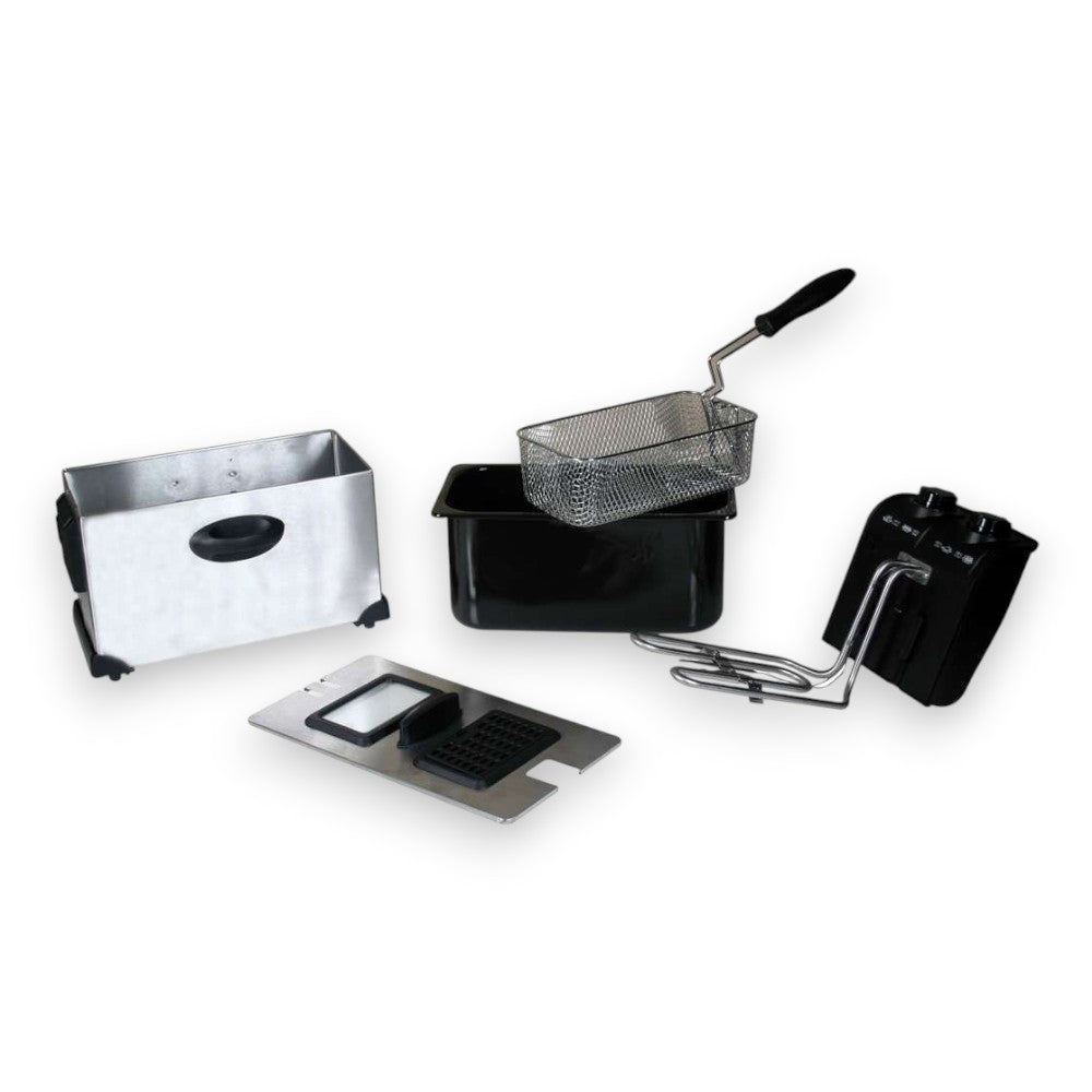 Friggitrice elettrica 2000W in acciaio inox 3 litri con temperatura regolabile e filtro anti odore