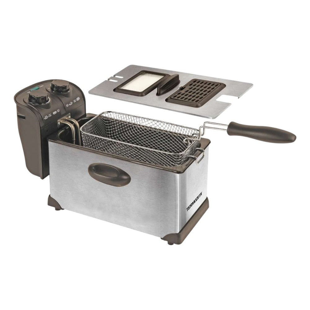 Friggitrice elettrica 2000W in acciaio inox 3 litri con temperatura regolabile e filtro anti odore