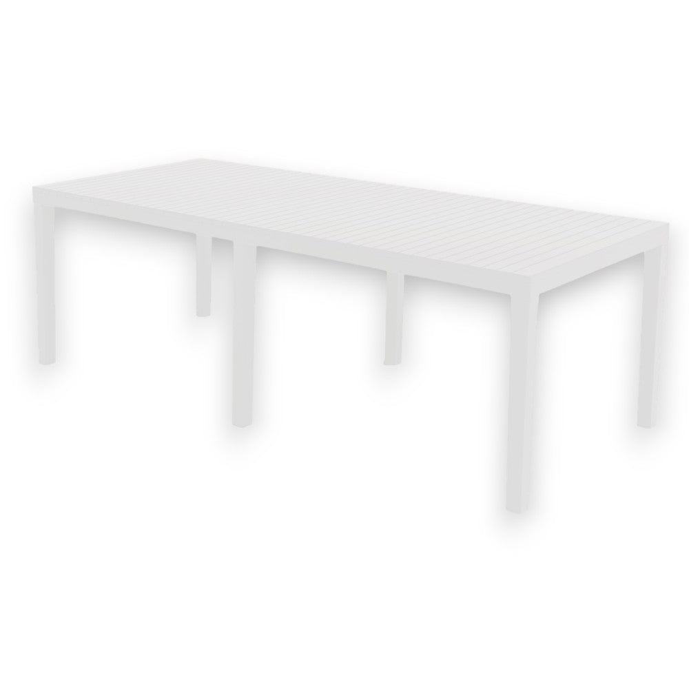 Table de jardin extensible d'extérieur 6 pieds en résine effet lattes blanc Indo