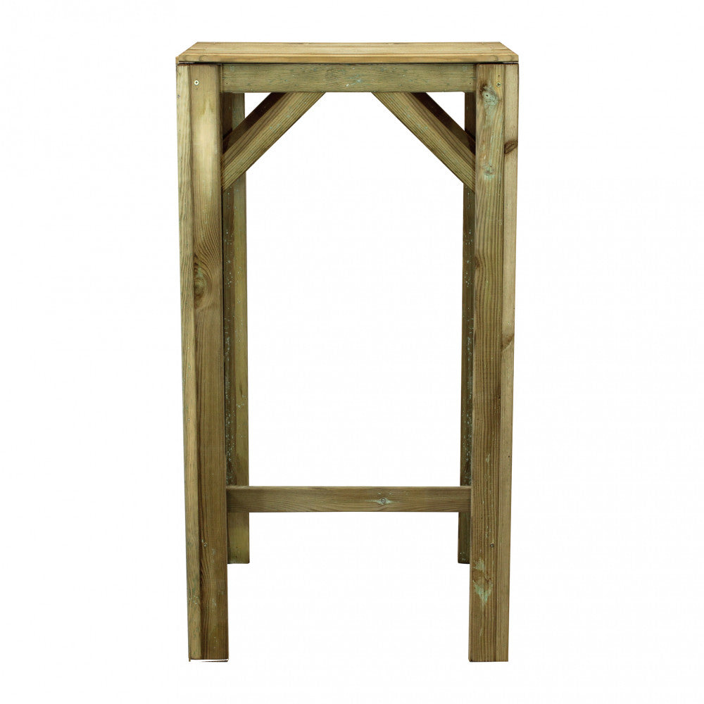 Table haute de bar, pub et club d'extérieur 60x60x110 cm en bois de pin imprégné à peindre Trender