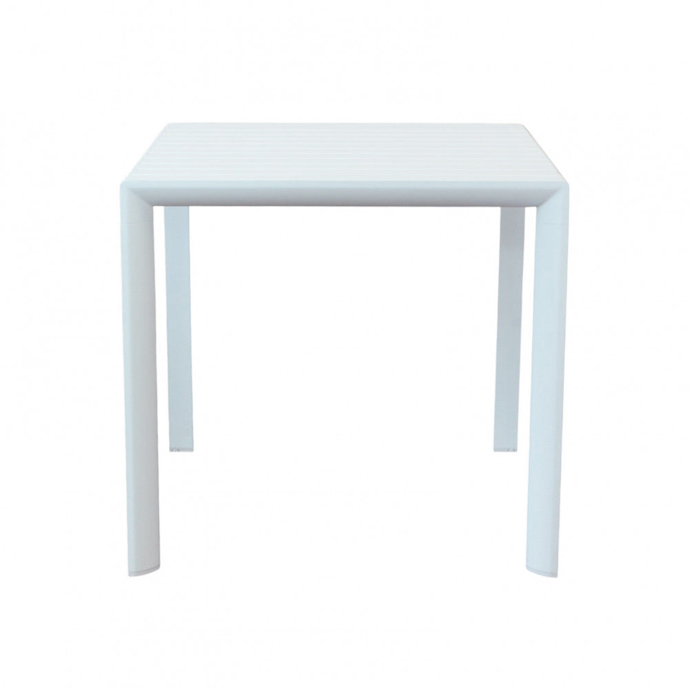 Tavolo quadrato 80x80 cm in alluminio con piano a doghe e piedi regolabili Alley