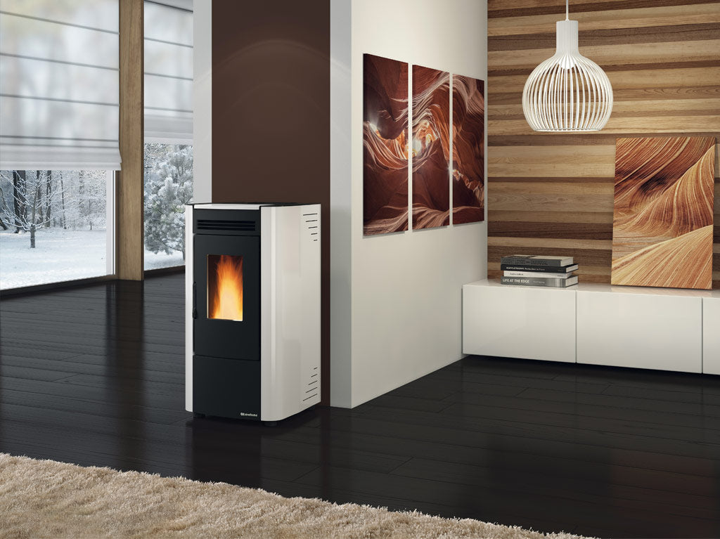 Poêle à granulés Ketty Evo 2.0 Nordica Extraflame avec structure en acier couleur parchemin