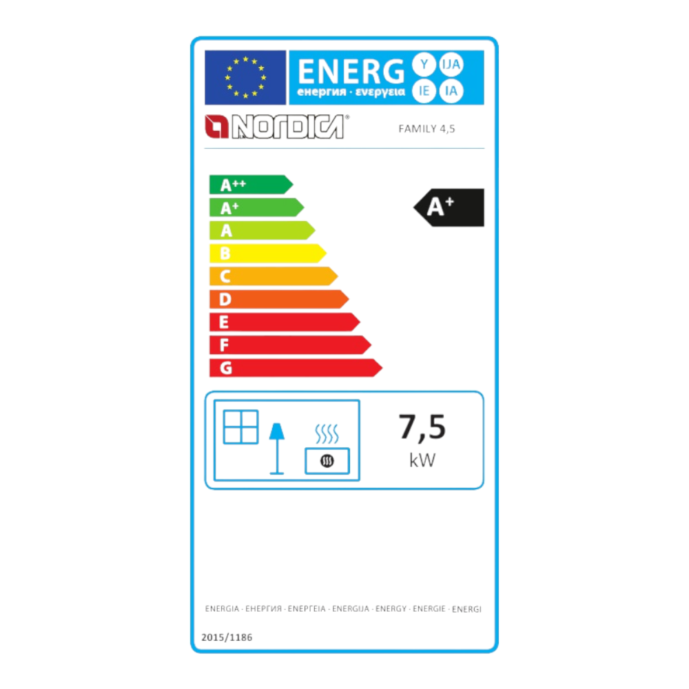 Poêle à bois 7,5 kW en acier émaillé avec four et plaque de cuisson en fonte Famille Nordica