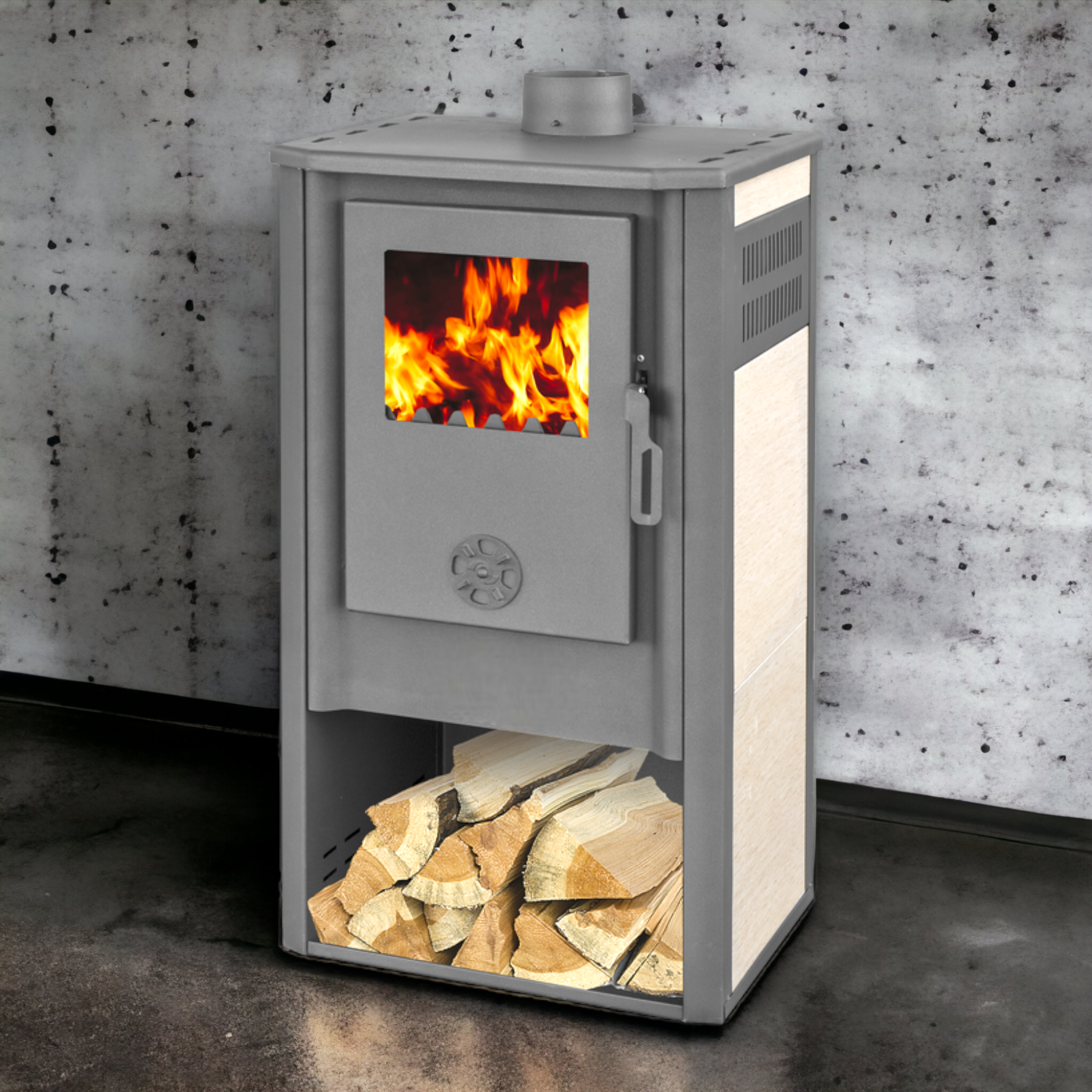 Poêle à bois Kursal King De Luxe avec revêtement en faïence 7,2 kw