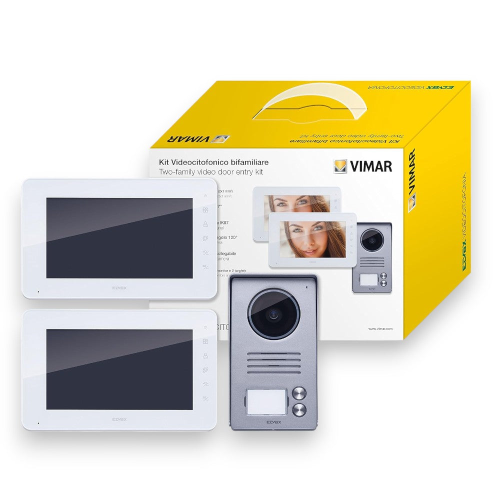 Kit videocitofono a parete monofamiliare con 2 schermi