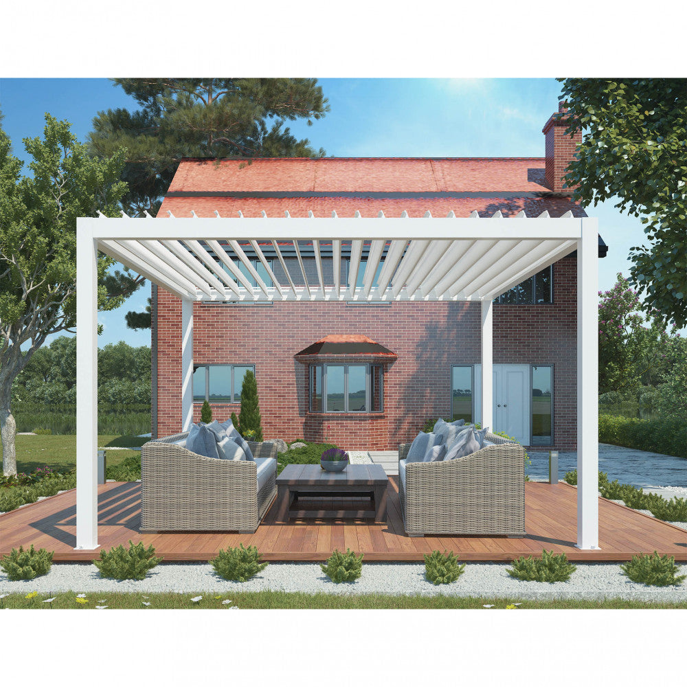 Pergola bioclimatique motorisée automatique 4x4 m avec lumières LED Pacific