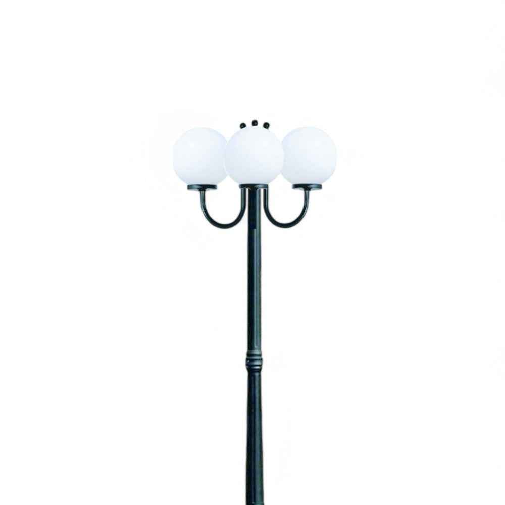 Lampadaire 3 lumières sur poteau, modèle Sfera - 3x100w IP44 cm.230h. couleur noire