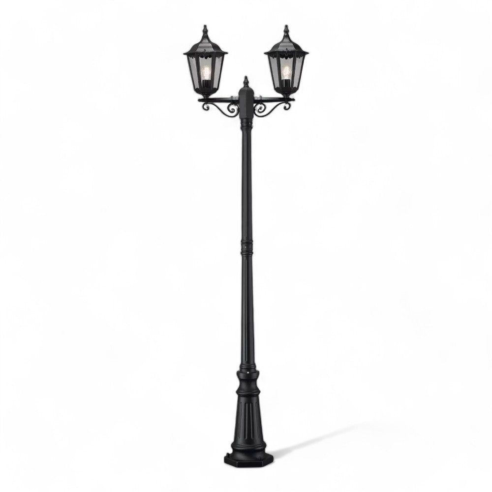 Lampadaire 'Ermes' à 2 lumières noires