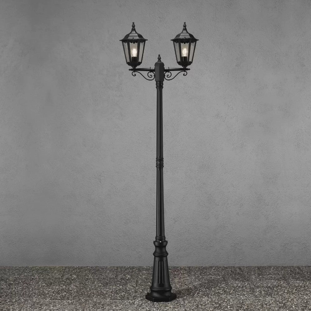 Lampadaire 'Ermes' à 2 lumières noires