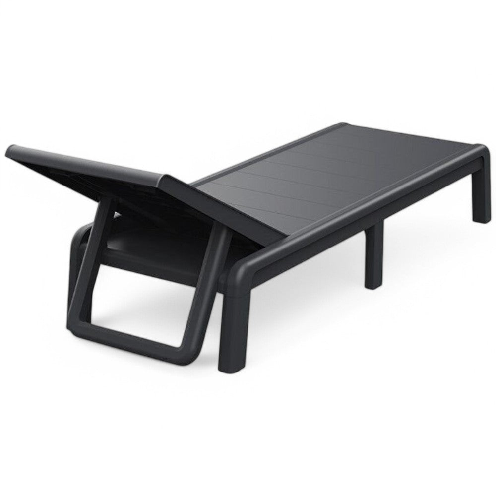 Lettino prendisole dogato per esterno giardino 187x58xH29 cm in resina effetto legno Formetera