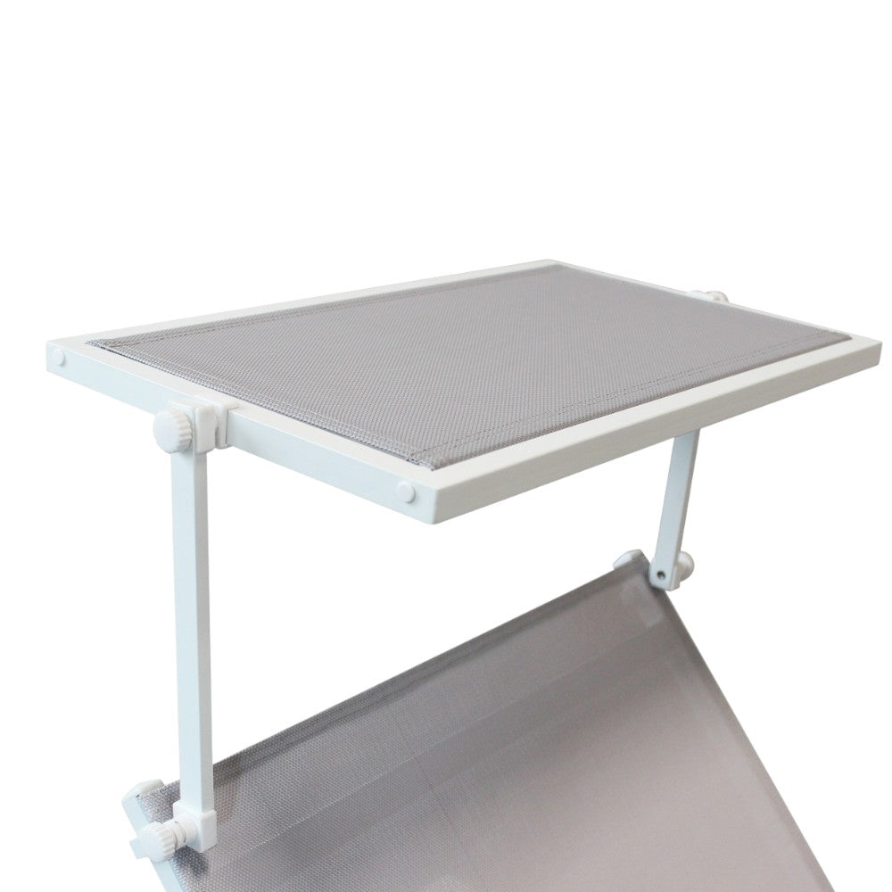 Lettino prendisole regolabile con tettuccio struttura in alluminio e tessuto in textilene bianco e grigio 195x78xH32 cm