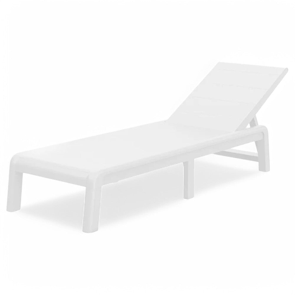 Lettino prendisole dogato per esterno giardino 187x58xH29 cm in resina effetto legno Formetera