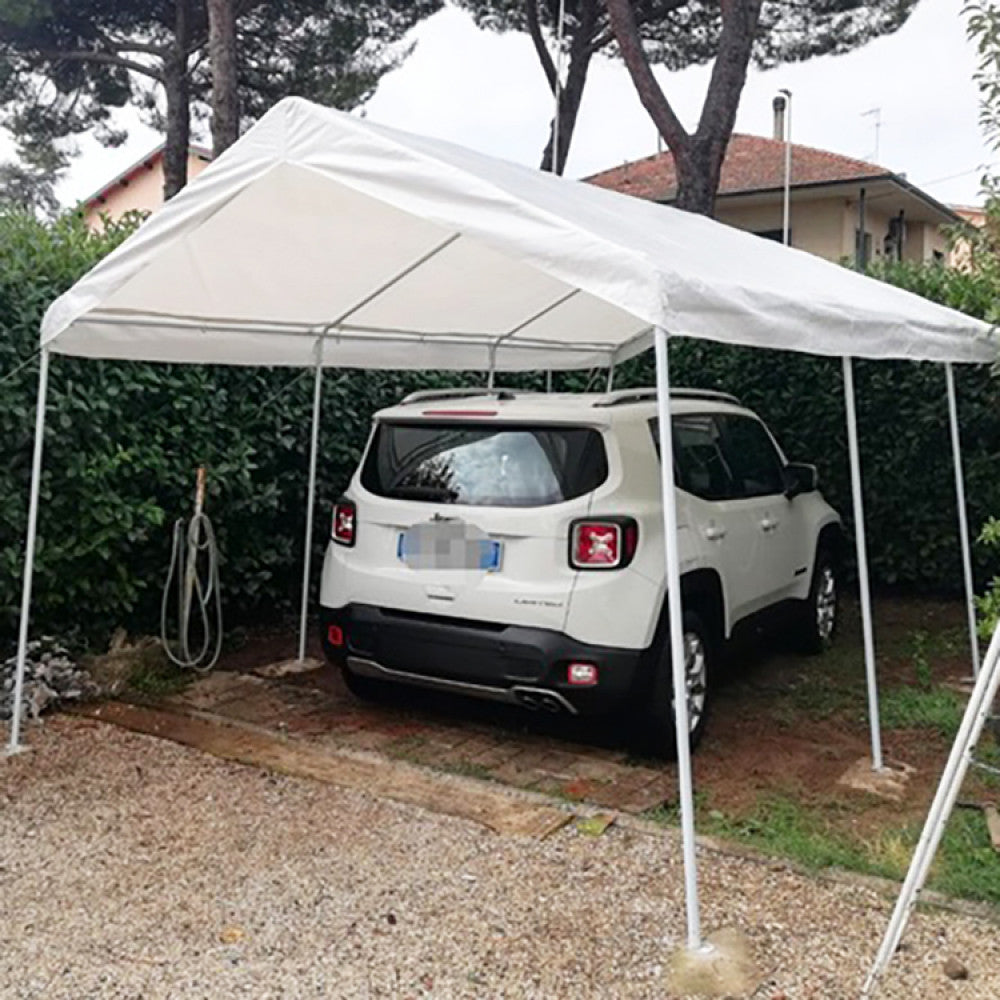 Gazebo de voiture Adeline en acier et polyester 3x6 m