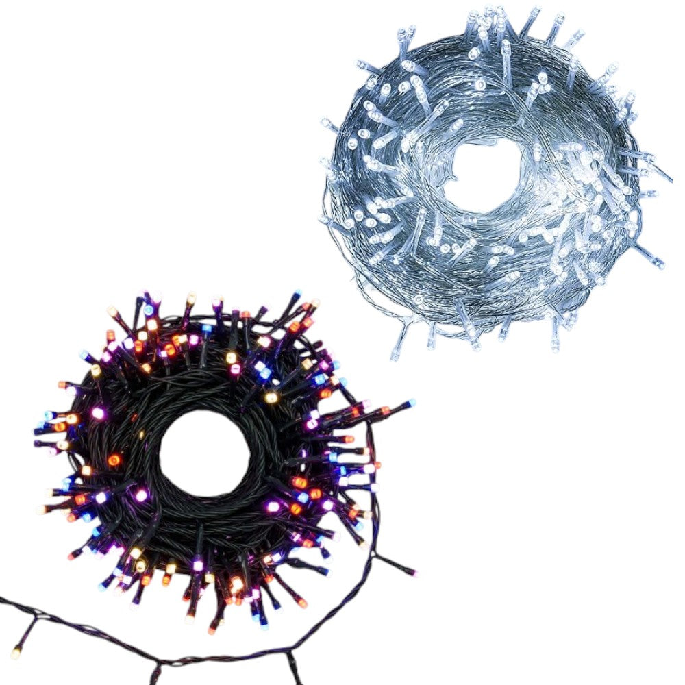 luci natalizie led lampadine bianco multicolor con controller giochi luce timer integrato cavo 4 metri