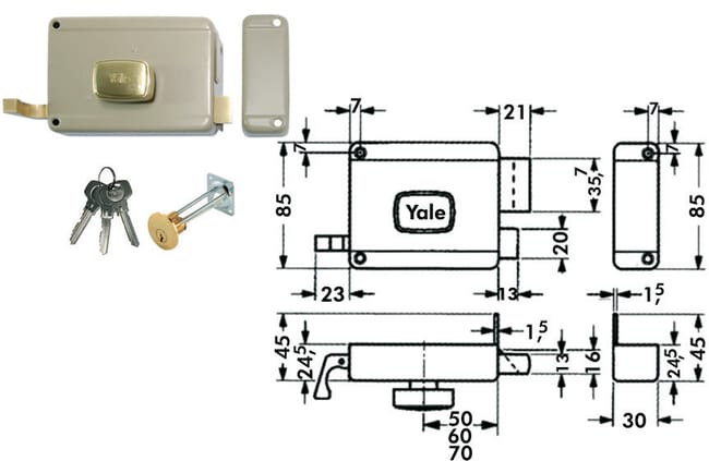 serrure de porte art. 620 Yale E50 à droite