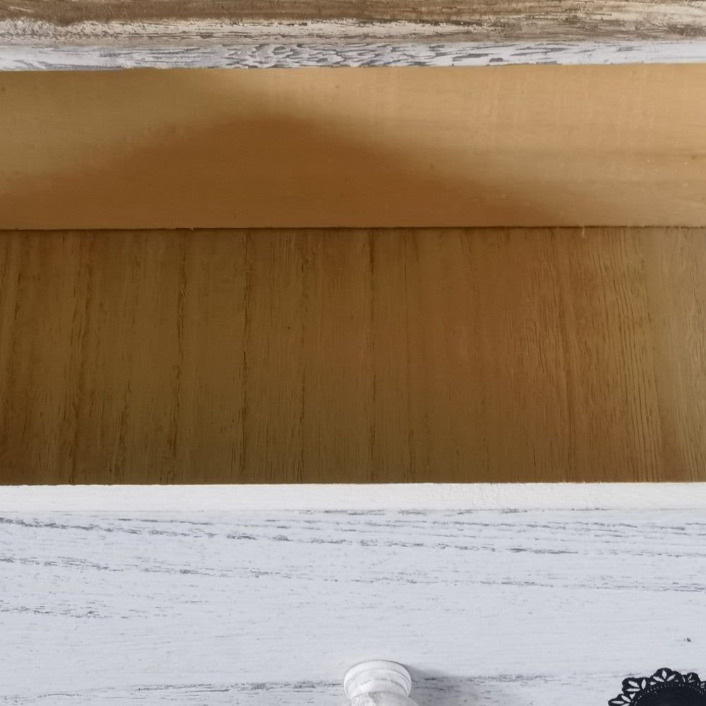 Mobile mobiletto comodino bianco e beige con 1 cassetto e 1 anta 35x28xH56 cm