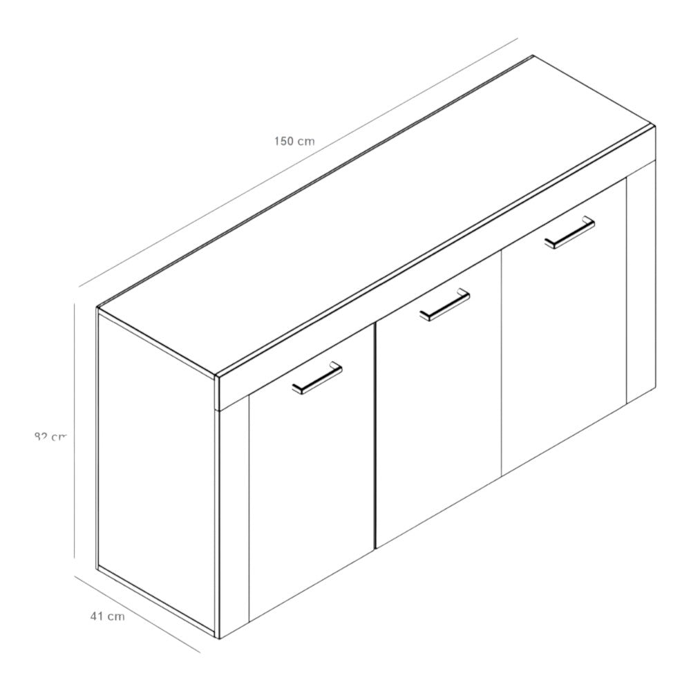 buffet 'sb8' chêne clair cm 150x40x81h