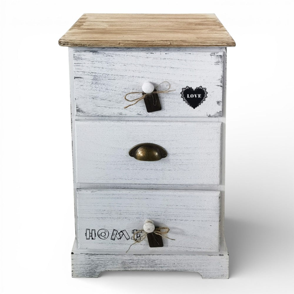 Mobile mobiletto bianco in legno con 3 cassetti 35x28xH56 cm