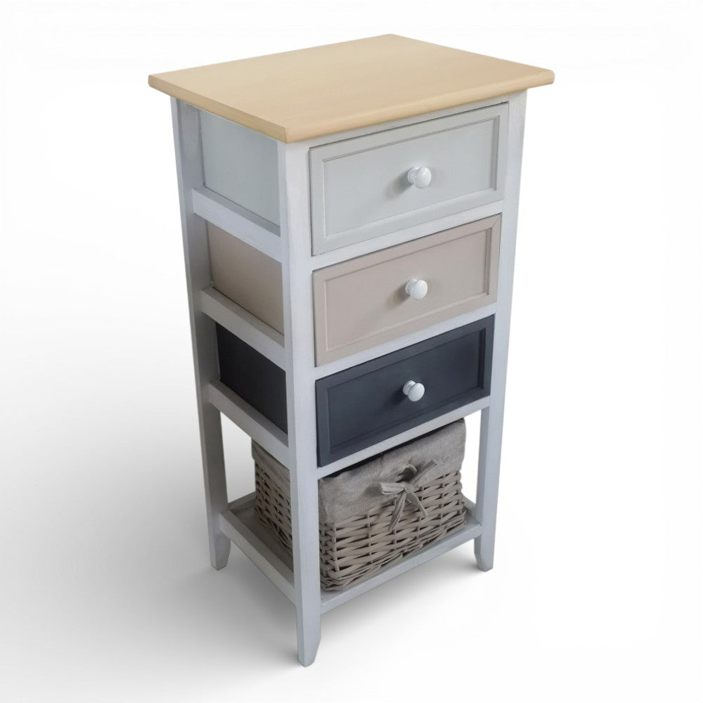 Mobiletto cassettiera in legno con 4 cassetti 35x28xH73 cm