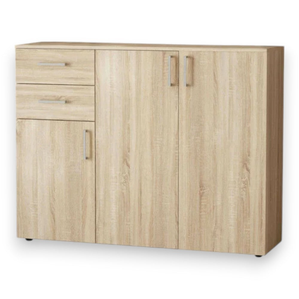 meuble de rangement avec trois portes et deux tiroirs 'flexy s3' pin clair 106x36x83h cm