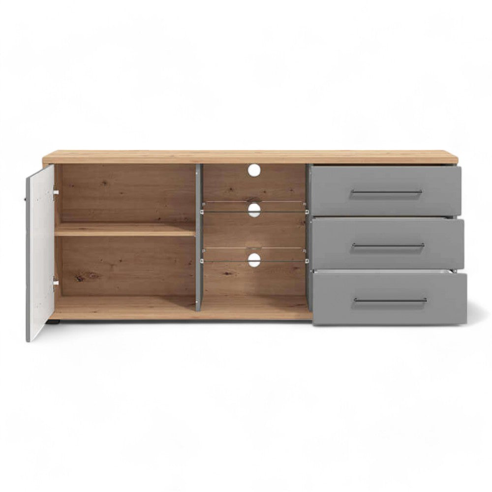 11011464 Etagère Tv Lisabon Tv Craftsman Chêne Et Gris Graphite