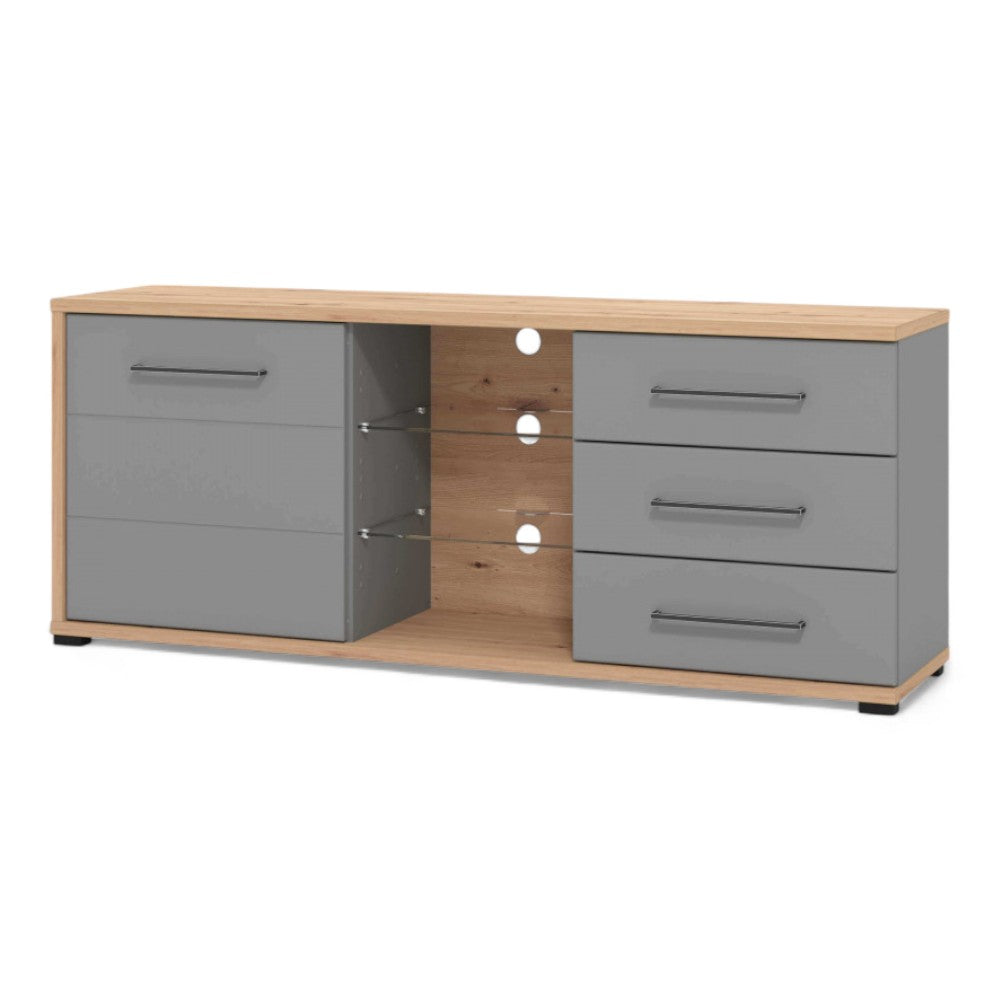 11011464 Etagère Tv Lisabon Tv Craftsman Chêne Et Gris Graphite