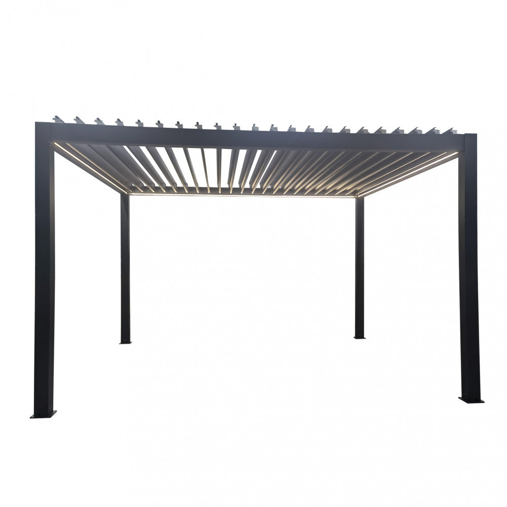 Pergola bioclimatique motorisée automatique 4x4 m avec lumières LED Pacific