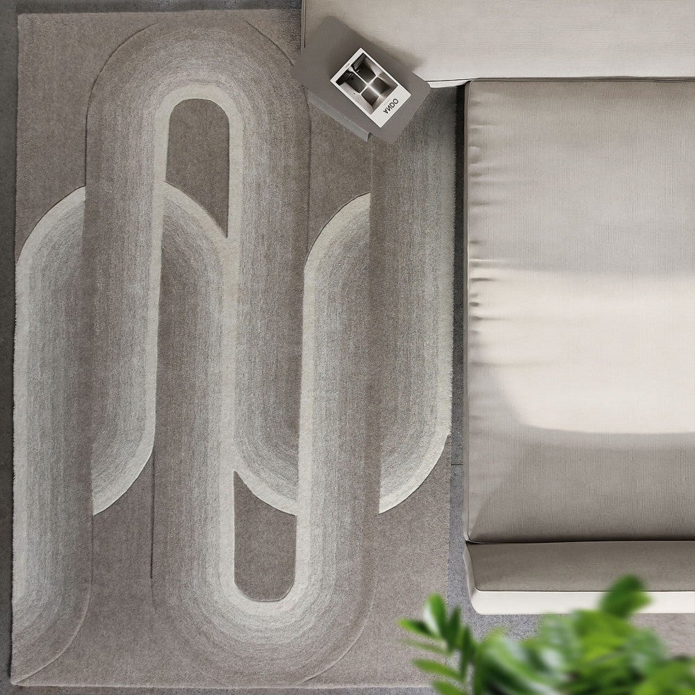 Tappeto da salone 160x230 cm in cotone e lana con decorazione geometrica moderna