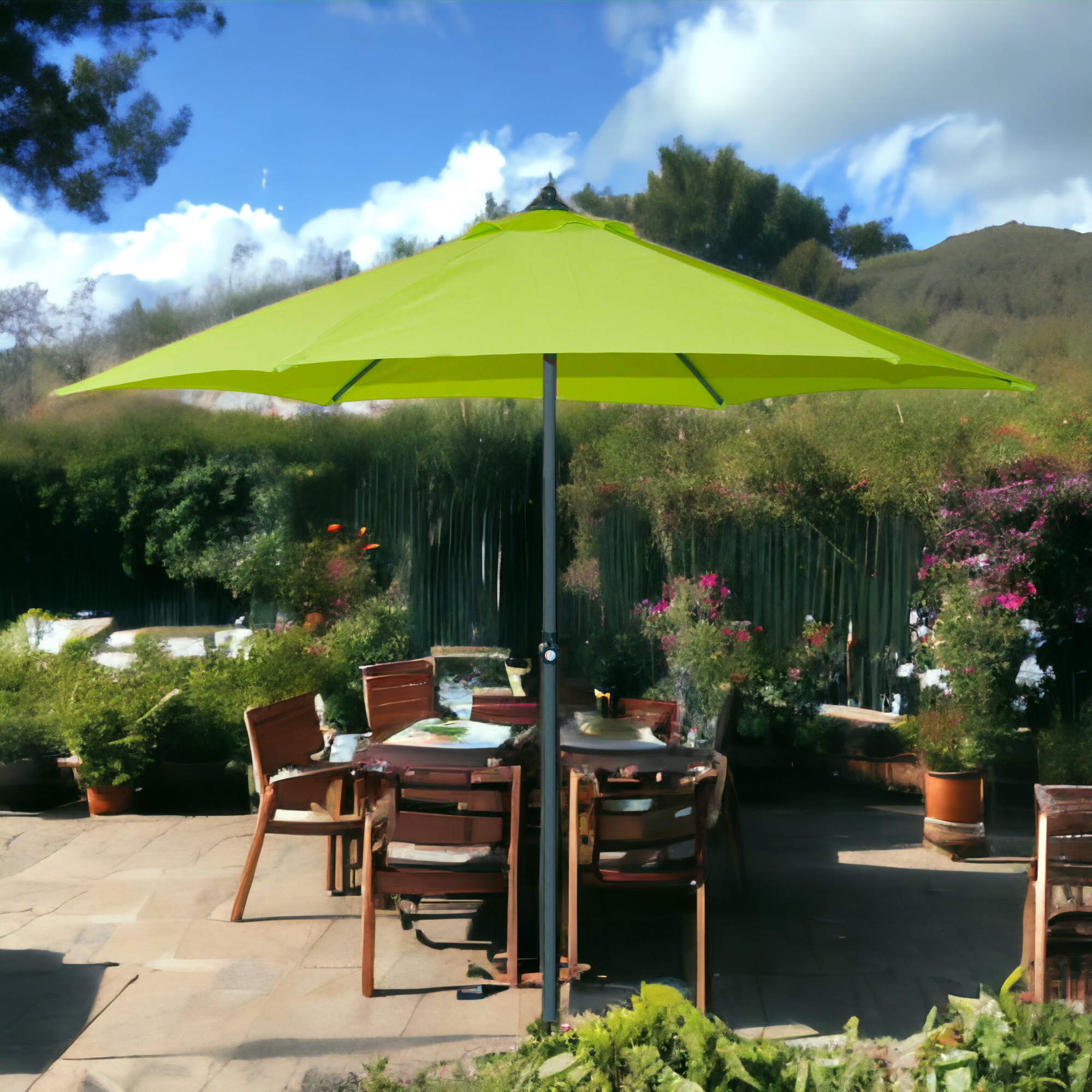 Parasol rond en aluminium 270 cm avec bouton de réglage Vert clair