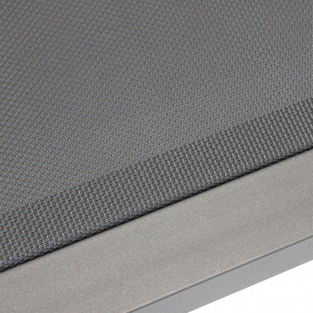 Transat de jardin en aluminium et textilène avec dossier réglable, capote et roulettes Madela 