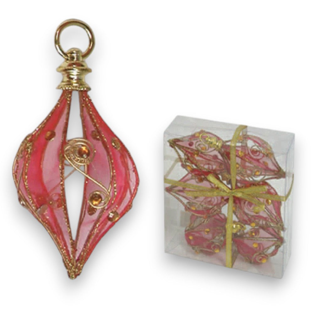 Sphères de réseau ovales couleur rouge - ø mm.60 en paquet. 6 pièces