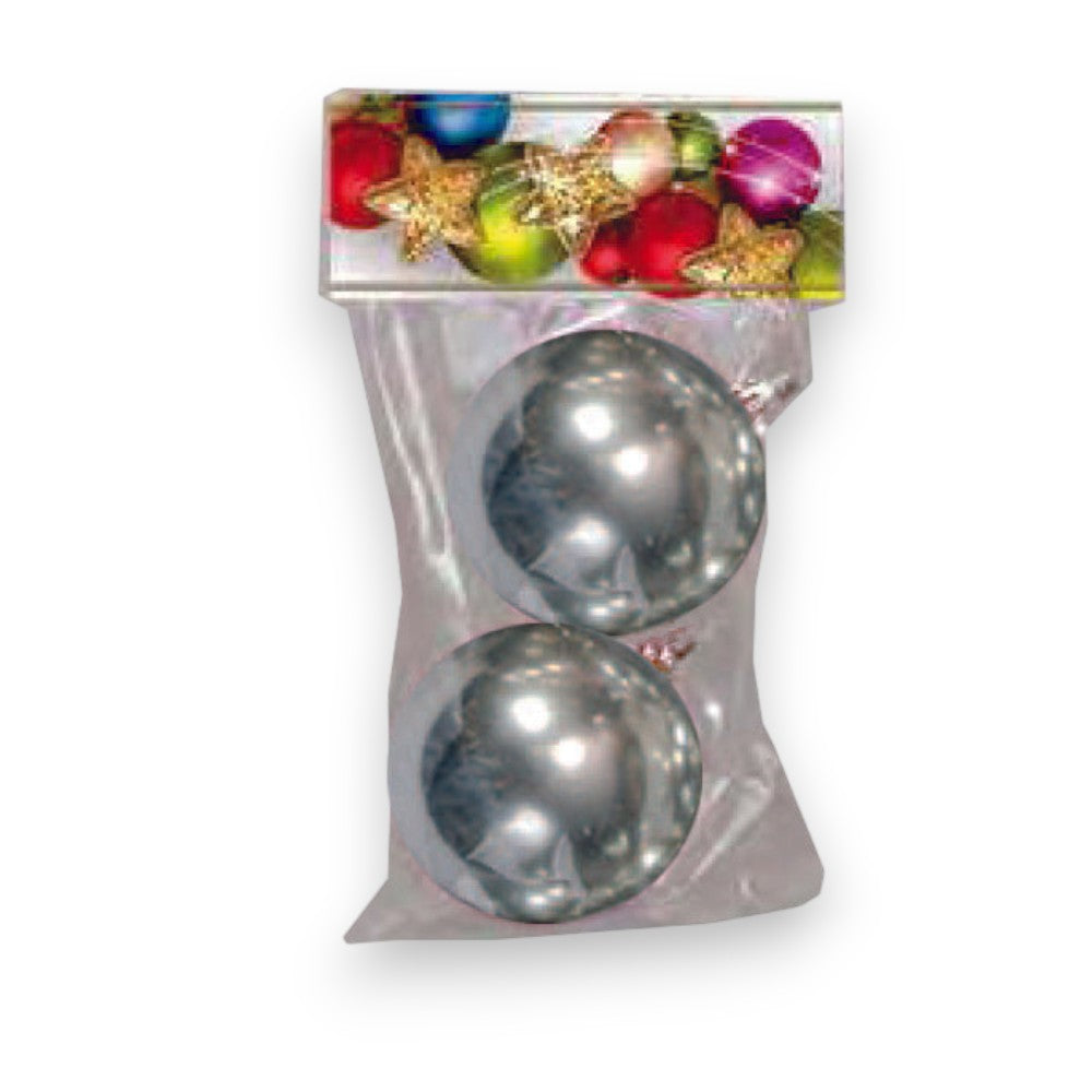 Sphères lisses de couleur argent - 80 mm en paquet de 2 pièces