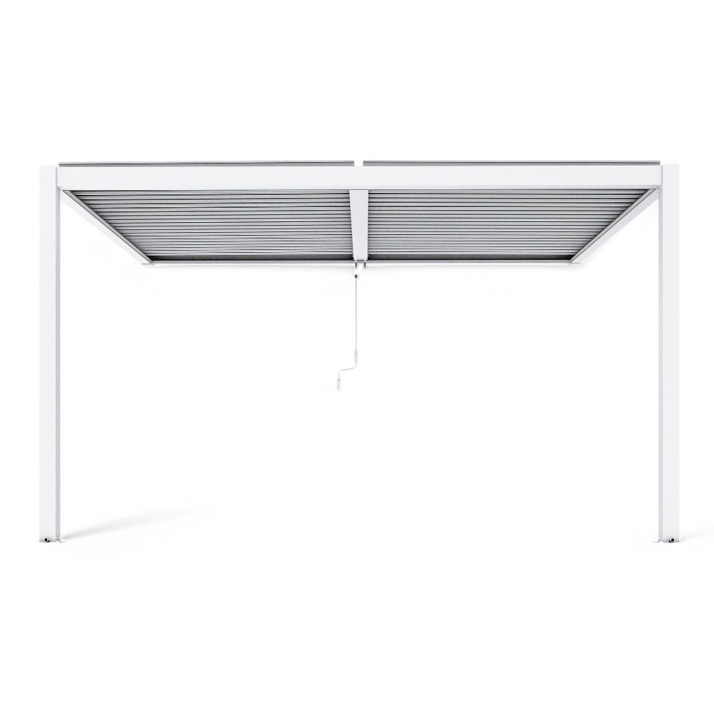 Pergola bioclimatica 3x2.5 mt. addossata in alluminio con lamelle frangisole orientabili